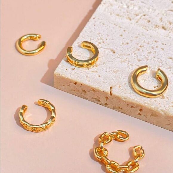 Gold Chain 5pc Ear Cuffs - Picture 2 of 2